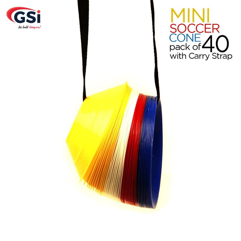 GSi Mini Cones for Sports - 40 Pack - 5Inch Diameter for Better Space Utilization - Comes with Shoulder Strap - for Agility Training Drills - Image 3